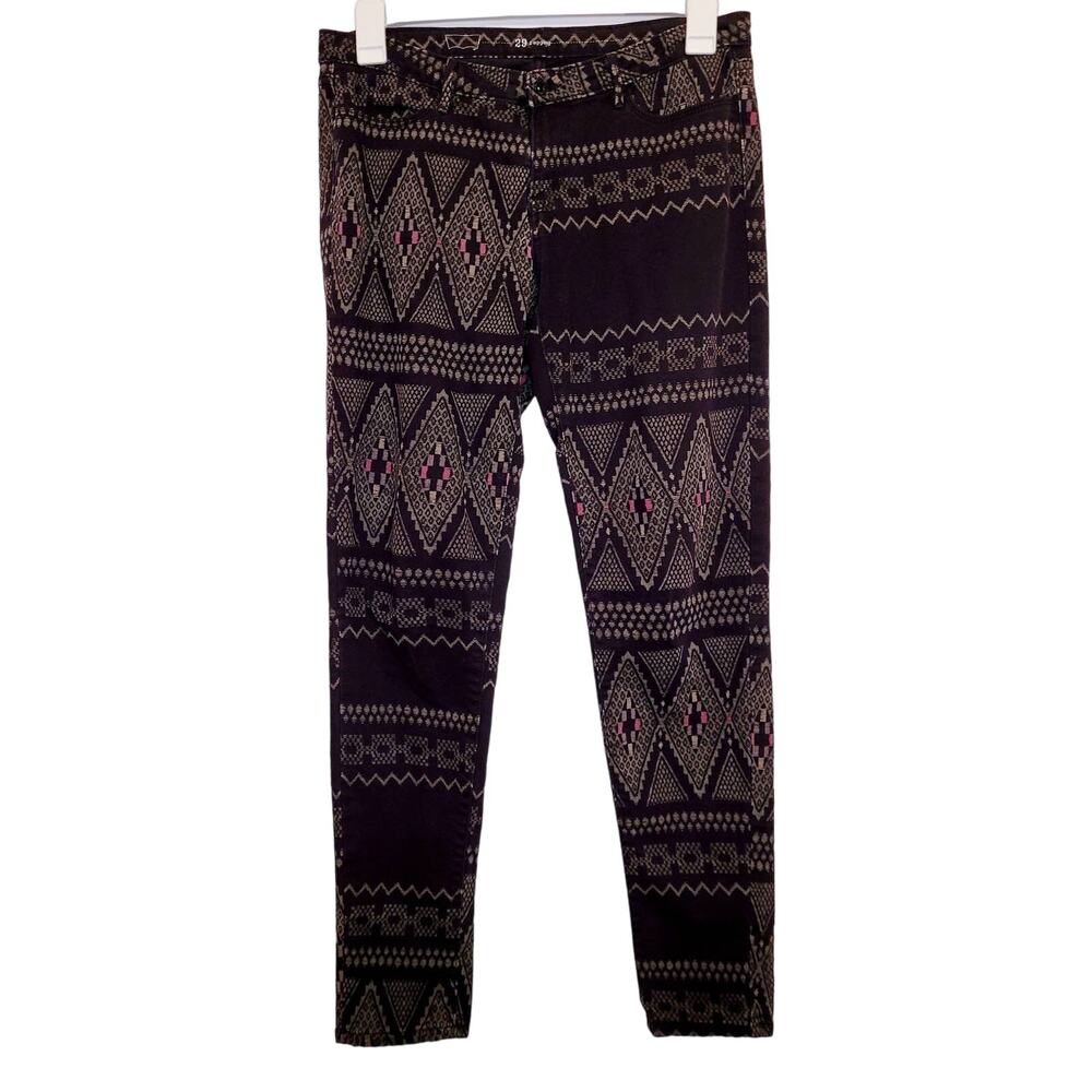 Levi's aztec geometric print grey denim leggings size 29 Grunge Retro Indie Boho